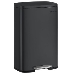 SONGMICS 13 Gallon Trash Can, Stainless Steel Kitchen Garbage Can, Step-On Pedal, Inner Bucket, 25.9 inches (H) x 16.7 inches (W) x 12.5 inches (D) - 1 of 4