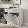 TopComfy Decorative Storage Cabinets Laundry Cabinet with 2 Removable laundry basketand 2 Drawers Locker for Living Room, White, 31.5"*15.75"*35.83" - 2 of 4