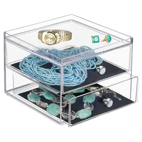 Interdesign 2 Drawer Polystyrene Jewelry Box Clear Black Target