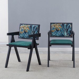 Vatros Rattan Dining Chairs Set of 2 Wooden Dining Chairs with Arms - 1 of 4