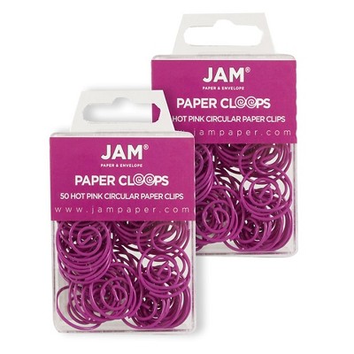 JAM Paper Colored Circular Paper Clips Round Paperclips Hot Pink Fuchsia 2187136B
