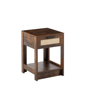 NicBex Nightstand with Rattan Drawers,Modern Bedside Table with Bottom Open Storage Shelf for Bedroom,Living Room - 1 of 4