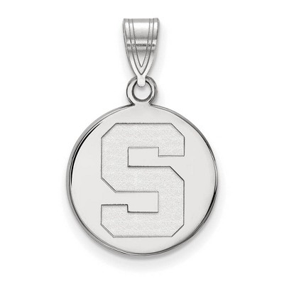 Black Bow Jewelry 14k White Gold Michigan State Spartans NCAA Medium Pendant