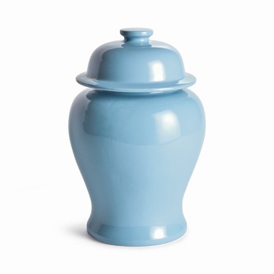 Plum & Post Koa Wide Lidded Ginger Jar Small - Blue Ceramic Handcrafted