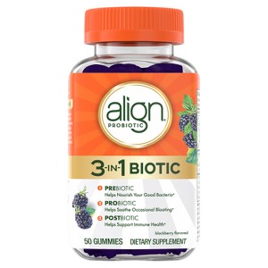 Align 3-in-1 Biotic Multi-Symptom Relief Gummies - Blackberry - 50ct - 1 of 4