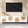 HDZNVF Farmhouse TV Stand with Cable Holes for TVs up to 75 inch, Cream Style Media Console with Rebound Device - 2 of 4
