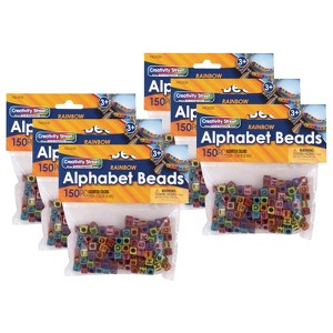 Creativity Street® Alphabet Beads, Assorted Rainbow Colors, 6 mm, 150 Per Pack, 6 Packs - 1 of 4