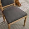 Sapphtopaz French Style Dining Chairs Set of 2 Linen Fabric Upholstered Backrest Chair with Square Back and Wood Legs for Kitchen, Dining Room - 2 of 4