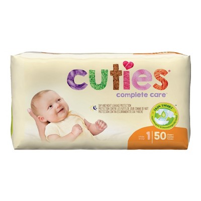 Cuties Complete Care Baby Baby Diaper Size 1, 8 to 14 lbs. CR1001, 50 Ct