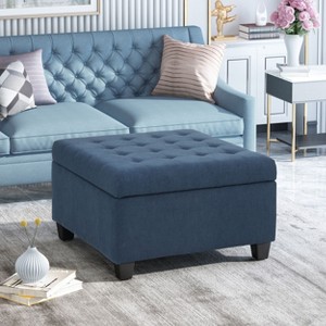 CAVINAS Modern Pull-Open Top Square Ottoman Bench with Storage,Waffle Button Tufted Ottoman for Living Room,Bedroom - 1 of 4