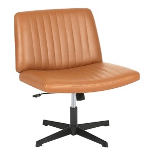 FDW Home Office Chair Armless Cross Legged Desk Chair with Swivel Base and Adjustable Height Upholstered in Faux Leather - 1 of 4