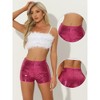 INSPIRE CHIC Women's Mid Rise Solid Sparkle Sequin Zipper Shorts - 2 of 4