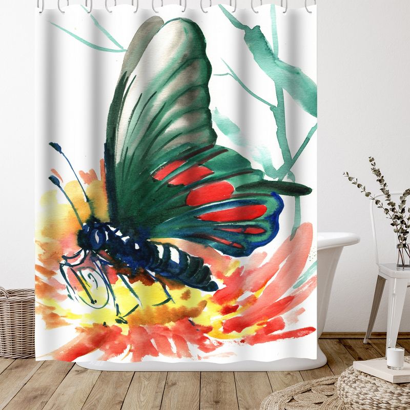 Americanflat 71" x 74" Shower Curtain, Butterfly Green by Suren Nersisyan, 5 of 9