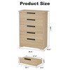 Wood Dresser 5 Drawer, Tall Dressers for Closet, Dressers for Storage Organizer, Nightstand Bedside Table Furniture - 3 of 4