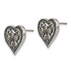 Black Bow Jewelry 17mm Marcasite Scroll Heart Post Earrings in Antiqued Stainless Steel - 2 of 4