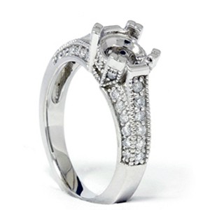 Pompeii3 Pave Diamond Engagement Semi Mount Ring 14K White Gold Setting - 1 of 4