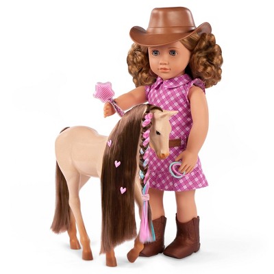 Our Generation Callie with Hair Play Foal 18" Doll & Horse Accessory Set