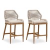 PURPLE LEAF Bar Stools Set of 2 Height Metal Bar Chairs with Back Modern Aluminum Tall Comfy Wicker Woven Boho Barstools Garden Pool Patio Outdoor - 3 of 4