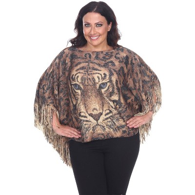Women's Plus Size Tiger Print - One Size Fits Most Plus - White Mark