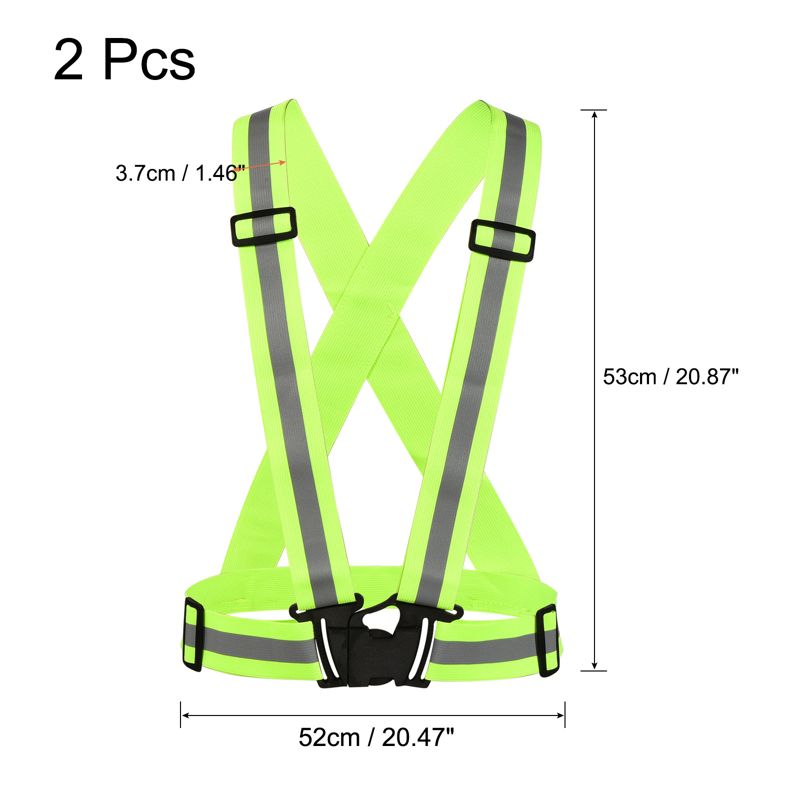 Unique Bargains Reflective Vest Adjustable High Visibility Safety Vest for Cycling Running Walking 2Pcs, 2 of 5