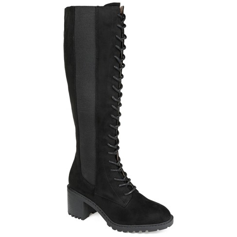 Wide calf lace 2024 up knee high boots