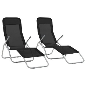 vidaXL Folding Sun Loungers 2 pcs Textilene Black - 1 of 4