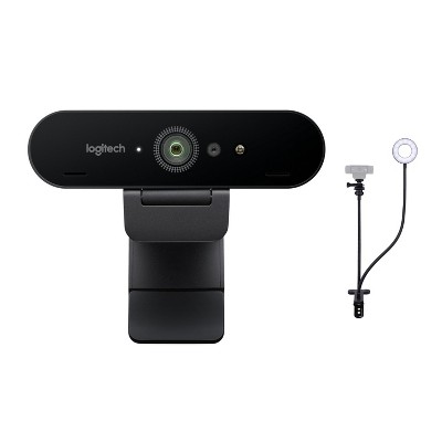 Logitech 4K Pro Webcam and Knox Gear Selfie Ring Light With Webcam Stand 