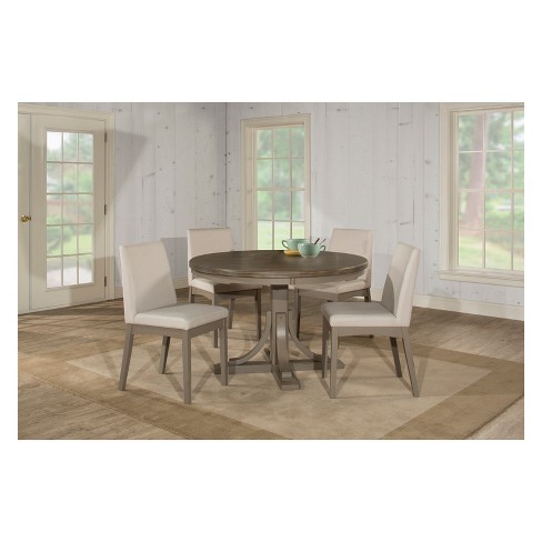 5pc Clarion Five Round Dining Set With Upholstered Chairs Distressed Gray Hillsdale Furniture Target