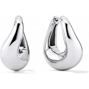 Free bird Chunky Gold Hoops 14K Gold Plated Sterling Silver Posts Twisted Hoop Earrings - 1 of 4