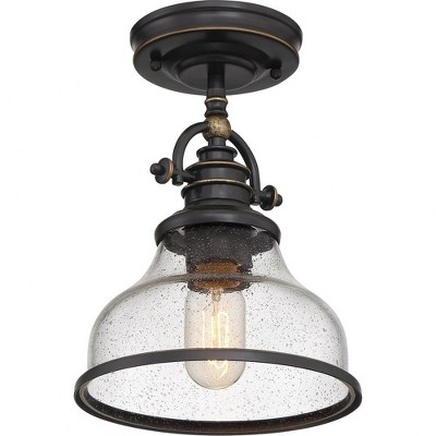 Grant 8" Bronze and Glass Mini Pendant Light