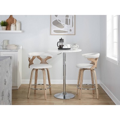 Gardenia 26" White Washed Wood Swivel Counter Stools with Chrome Footrest