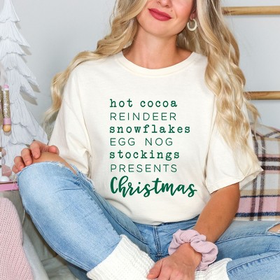 Simply Sage Market Christmas Words Garment Dyed Tee - L - Ivory