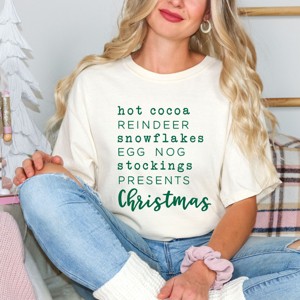 Simply Sage Market Christmas Words Garment Dyed Tee - L - Ivory - 1 of 4