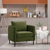 Velvet Upholstered Comfy Accent Chair for Living Room, Mid-Century Modern Single Sofa Armchair with 1 Pillow and Metal Legs for Bedroom - 2 of 4