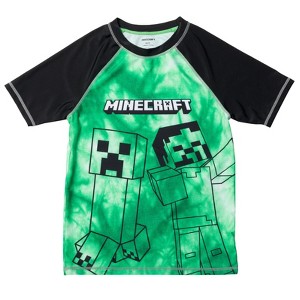 Minecraft Creeper Rash Guard Swim Shirt Little Kid to Big Kid - 1 of 4