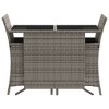 vidaXL 3 Piece Bistro Set with Cushions Gray Poly Rattan - 4 of 4