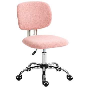 Vinsetto Fluffy Office Chair with Adjustable Height, Wheels, Armless Comfy Computer Chair
