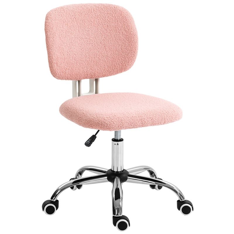 Vinsetto Fluffy Office Chair with Adjustable Height, Wheels, Armless Comfy Computer Chair, 1 of 7