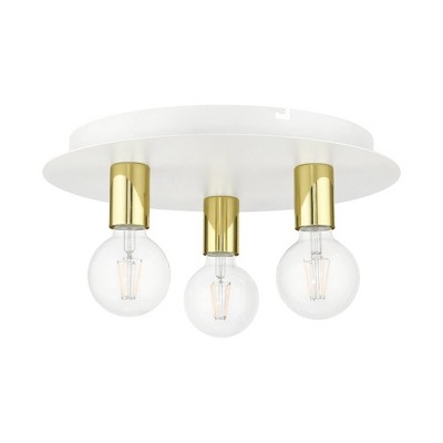 White Steel 3-Light Flush Mount Ceiling Fixture