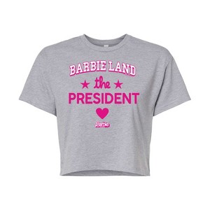 Women's Barbie Barbie Land President Cropped Graphic T-Shirt - Heather Grey - Medium - 1 of 4