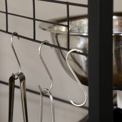 Rustic Brown Adjustable Kitchen Baker's Rack with Power Outlet