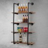Acekool 4 Tier Industrial Pipe Wall Mounted Shelving, 30" Rustic Floating Shelf Unit, Real Wood, Kitchen Bar, Book & Wine Display Rack - 4 of 4