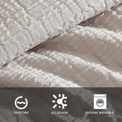 Serenity Waves Beige Twin Embossed Comforter Set