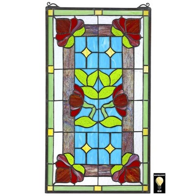 Design Toscano Red Anemone Tiffany-Style Stained Glass Window