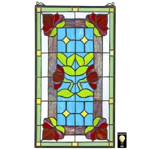 Design Toscano Red Anemone Tiffany-Style Stained Glass Window - 1 of 4