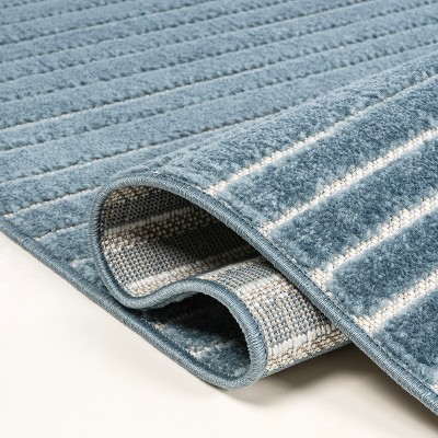 Hallie Dark Blue and Cream Geometric 8' x 10' Indoor/Outdoor Rug