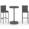 vidaXL Patio Bar Set 3 Piece, Bistro Set for Outdoor Porch Yard, Bar Stool with Cushions, Bistro Table, Farmhouse Modern Style, Poly Rattan Gray - 2 of 4