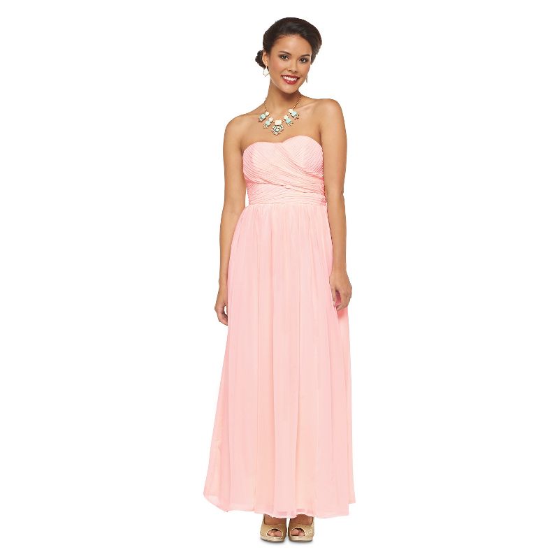 Women's Plus-Size Chiffon Strapless Maxi Bridesmaid Dress Porcelain Pink 22W - TEVOLIO&#153, 1 of 9