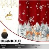 Velvet Red Christmas Window Curtain with Reindeer Design for Living Room, Floral Holiday Decor, Thermal Insulated Romm Darkening, 2 Panels 52x63in - 3 of 4
