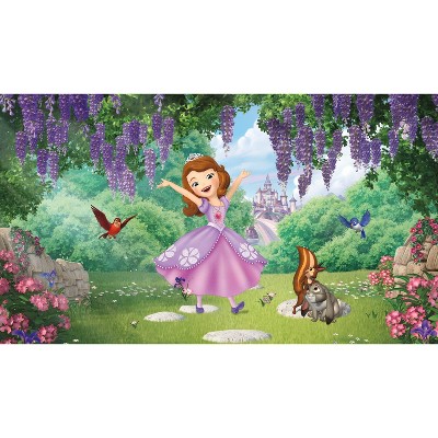 6'x10.5' XL Sofia the First Friends Garden Chair Rail Prepasted Mural Ultra Strippable - RoomMates